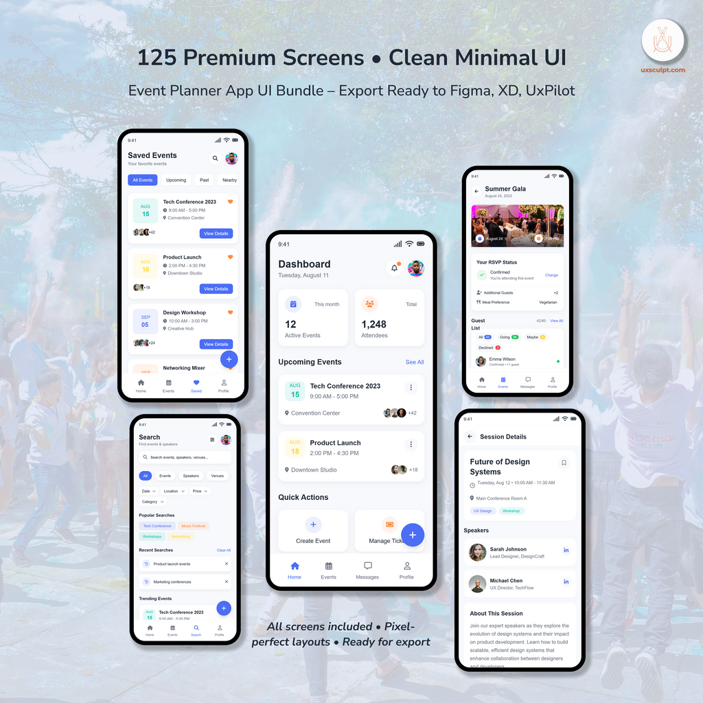 Event Management App UI Bundle – 125 Premium Screens