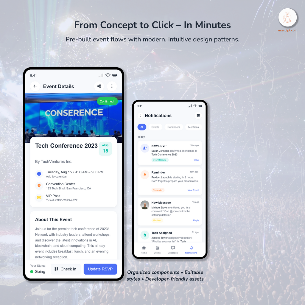 Event Management App UI Bundle – 125 Premium Screens