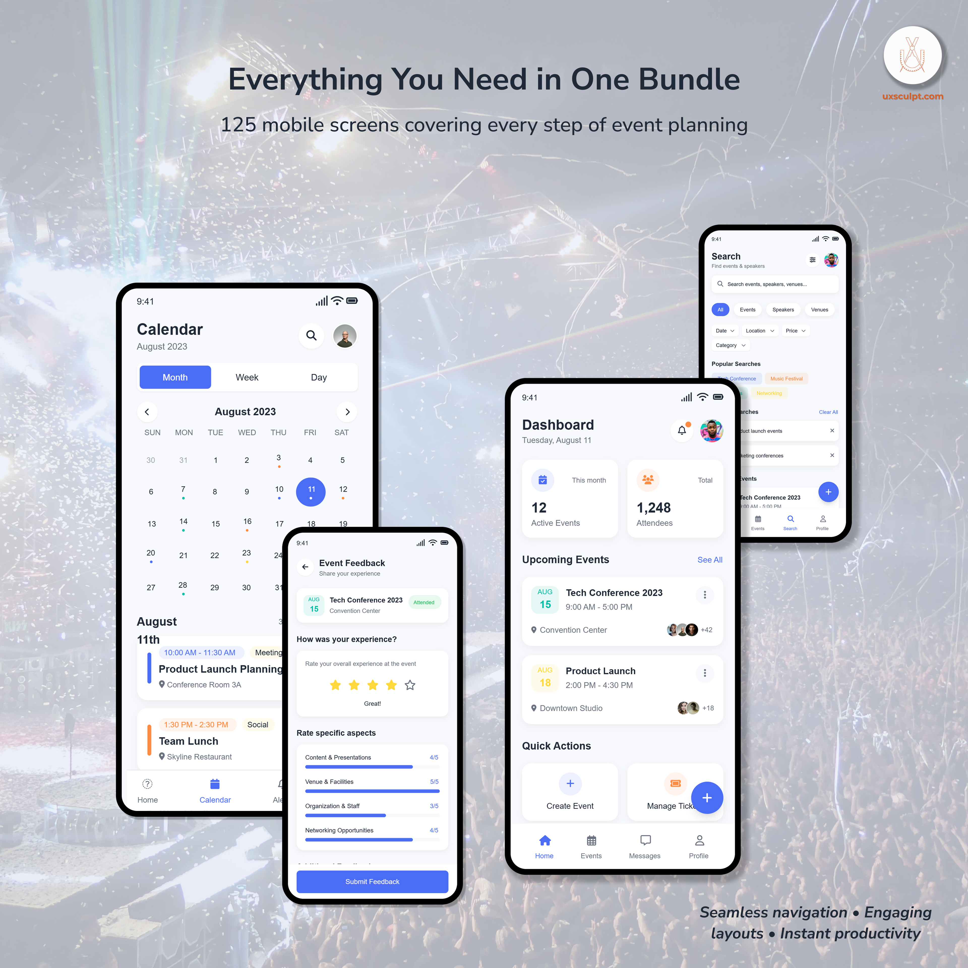 Event Management App UI Bundle – 125 Premium Screens