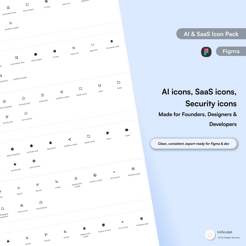 UxSculpt Icons – AI & SaaS Pack (600 variations)