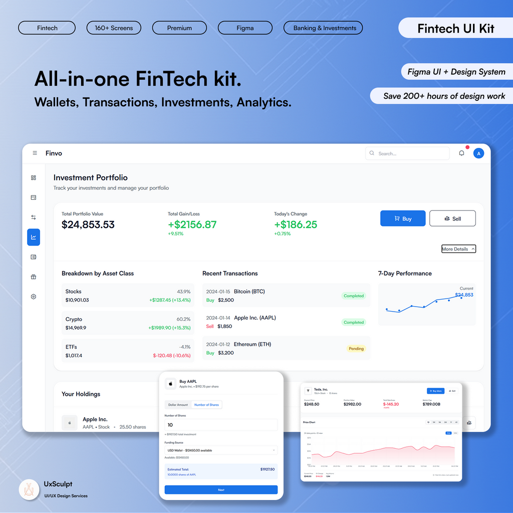 FinTech & Neobank Web Dashboard UI Kit (160+ Screens, Figma + Next.js)