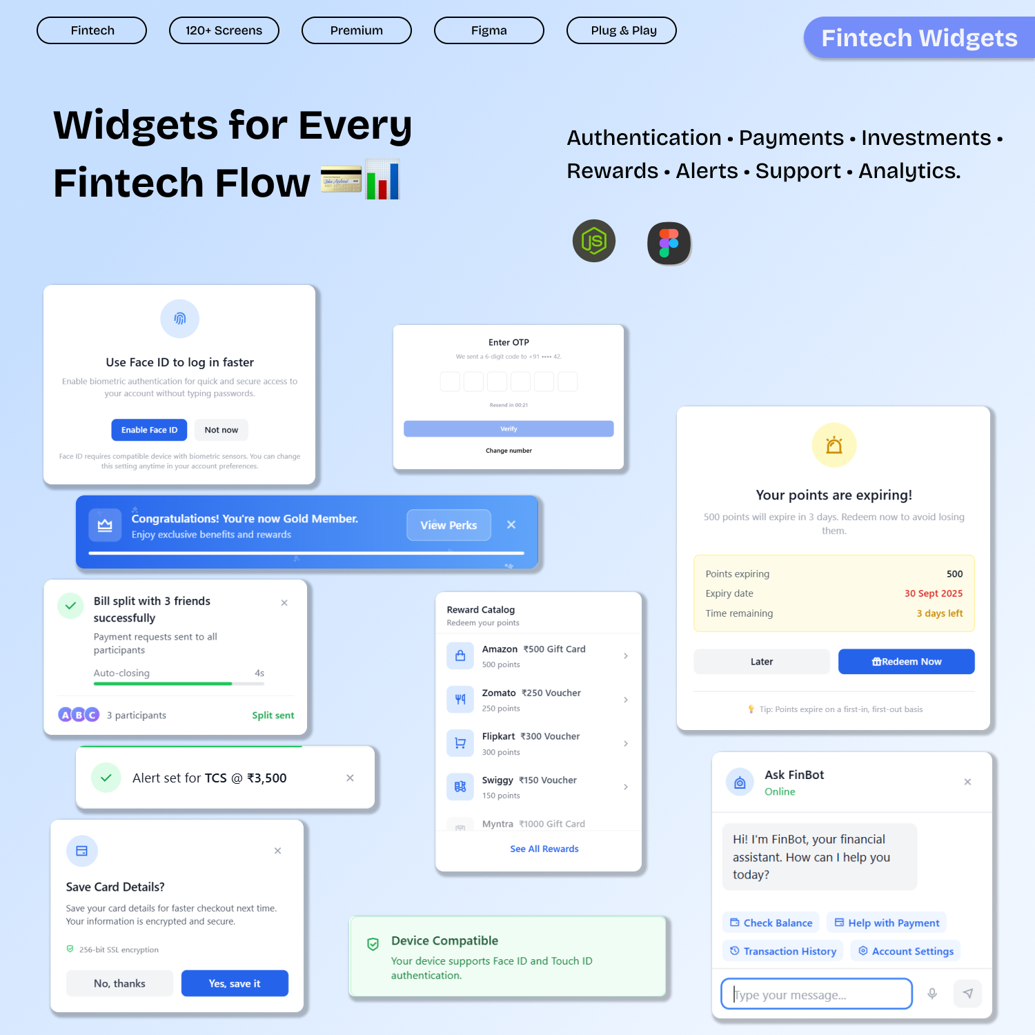 120 Fintech Widgets – Popups, Modals, Dropdowns & Overlays (Figma + React/Next.js)