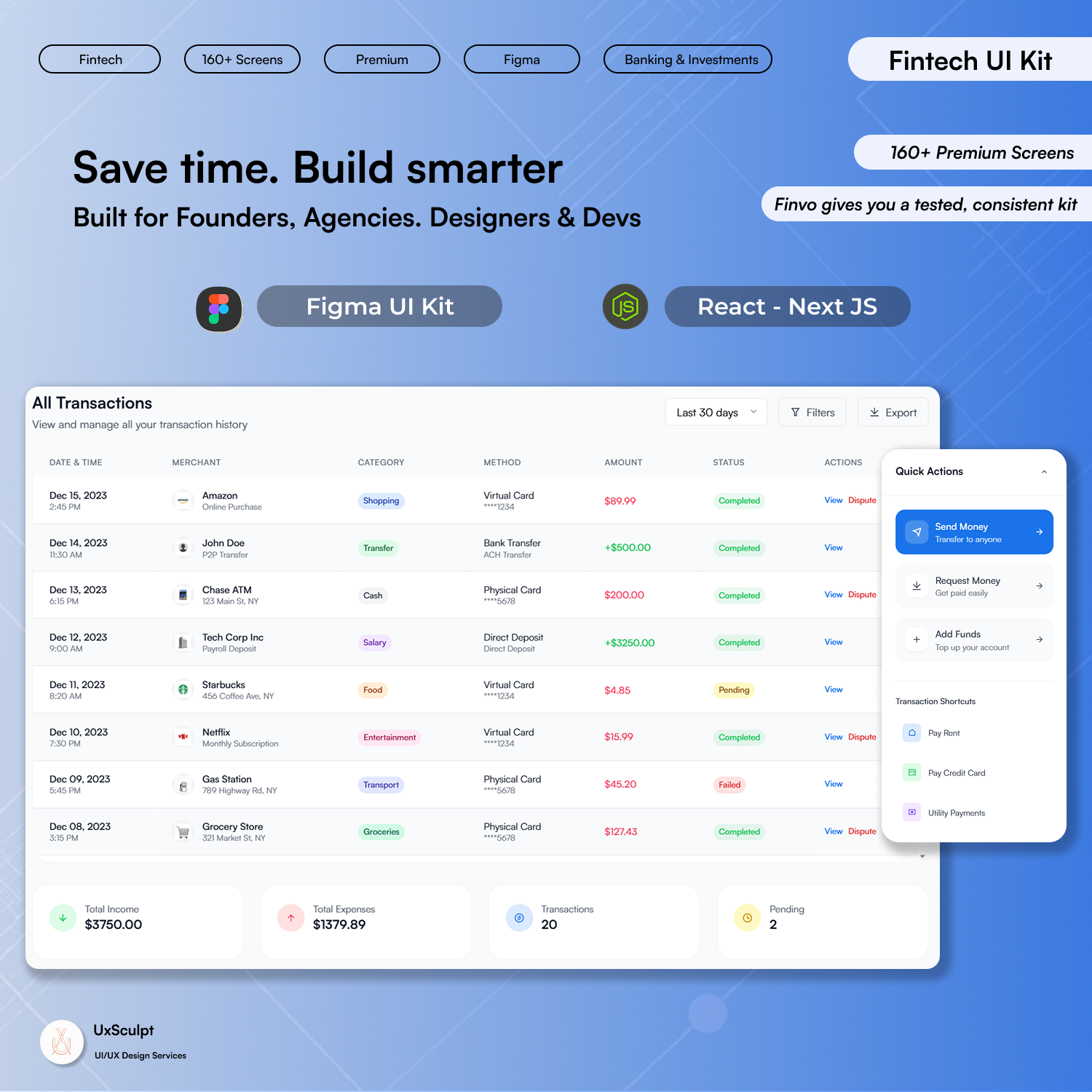 FinTech & Neobank Web Dashboard UI Kit (160+ Screens, Figma + Next.js)