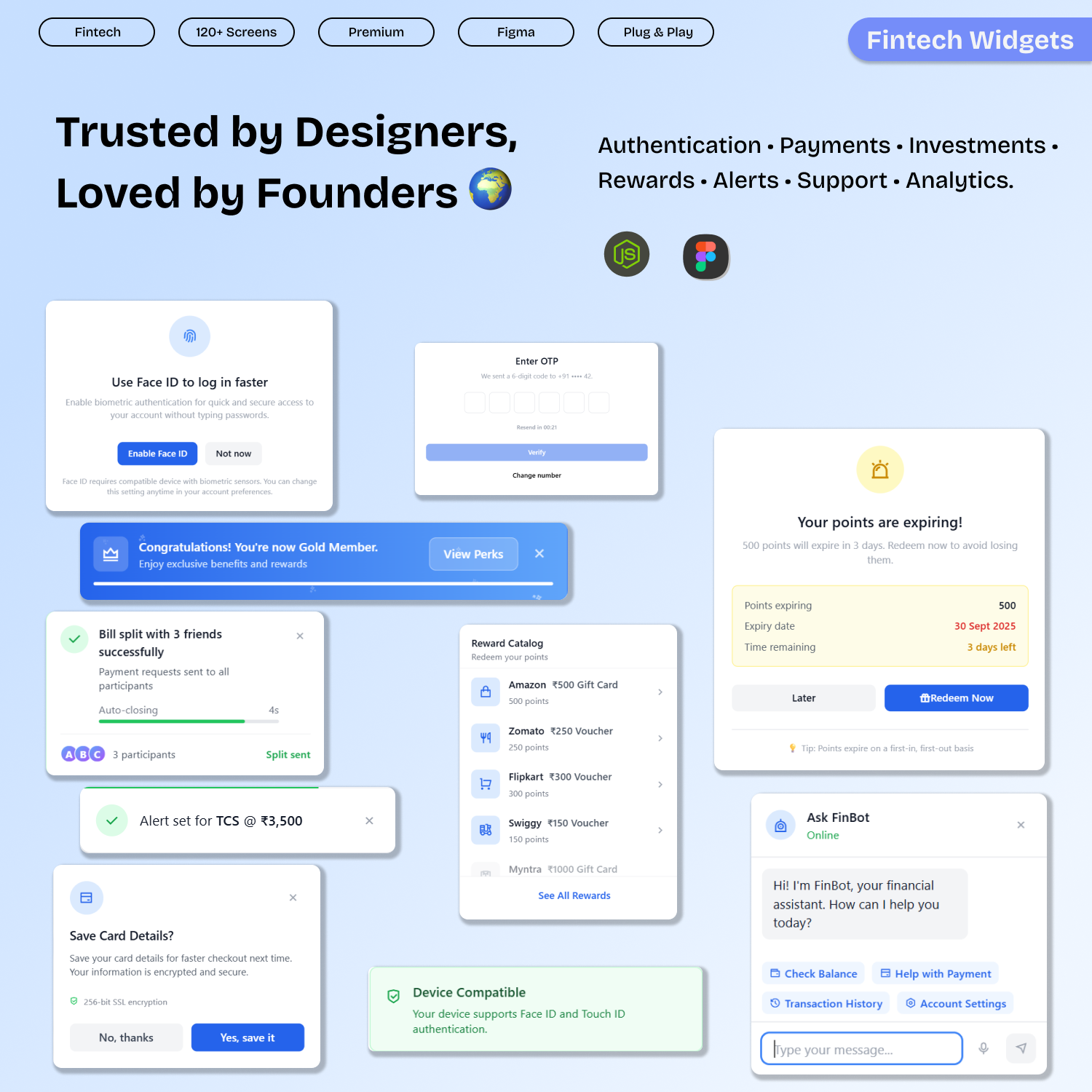 120 Fintech Widgets – Popups, Modals, Dropdowns & Overlays (Figma + React/Next.js)