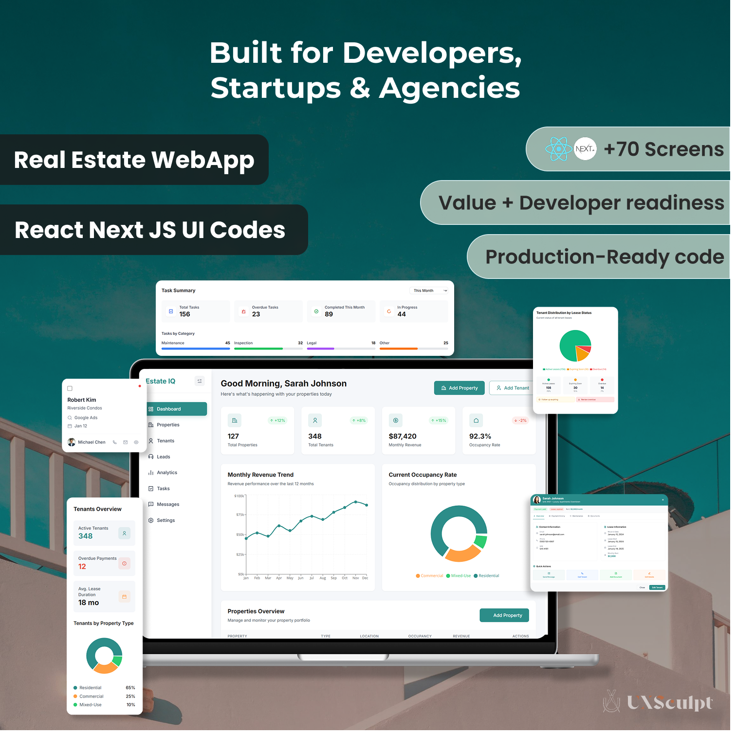 EstateIQ – Real Estate WebApp UI Kit + React Next.js Code (70+ Screens + Design
