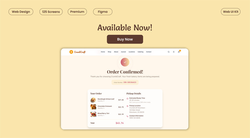 Bakery Website Figma UI kit - 125+ Screens