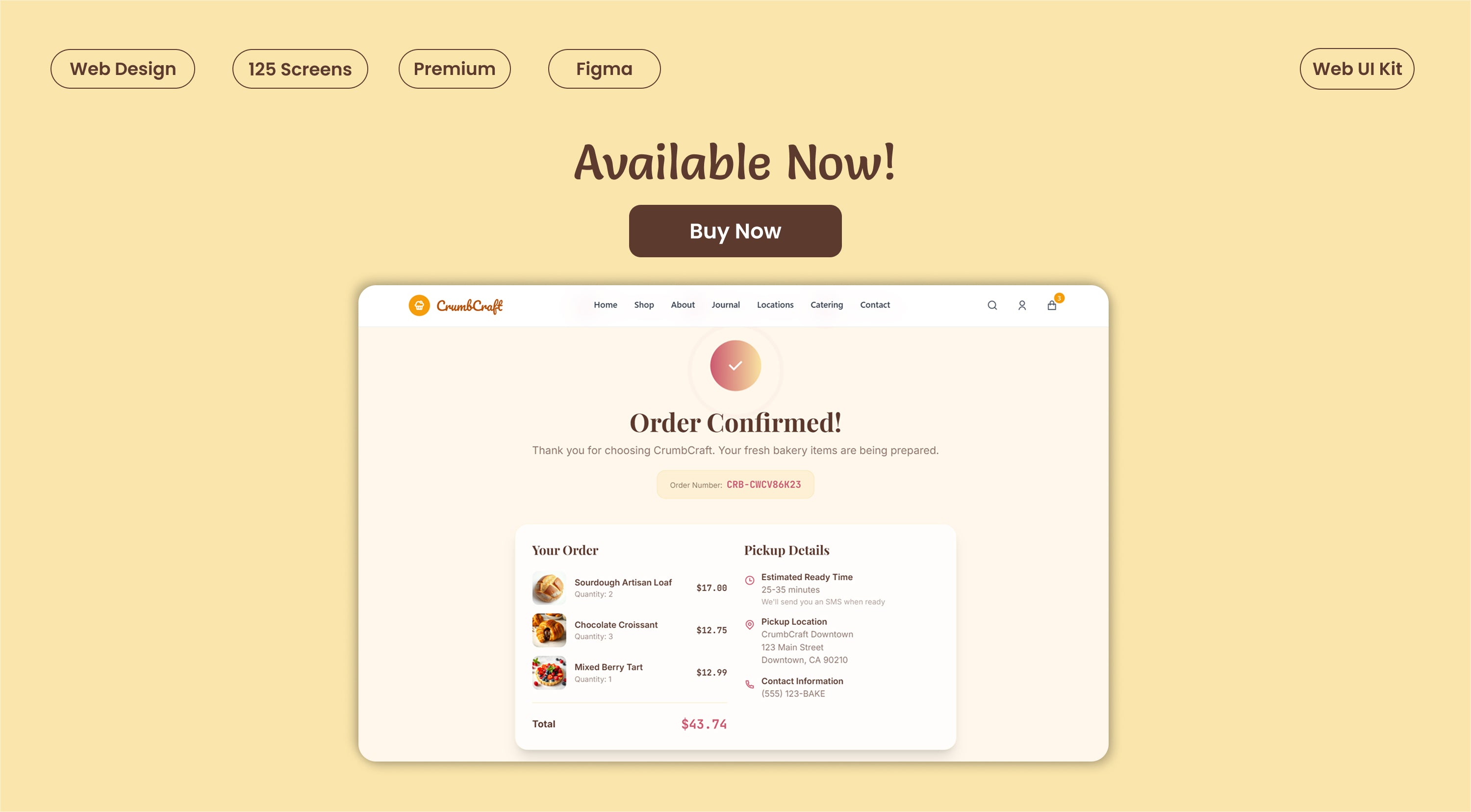 Bakery Website Figma UI kit - 125+ Screens