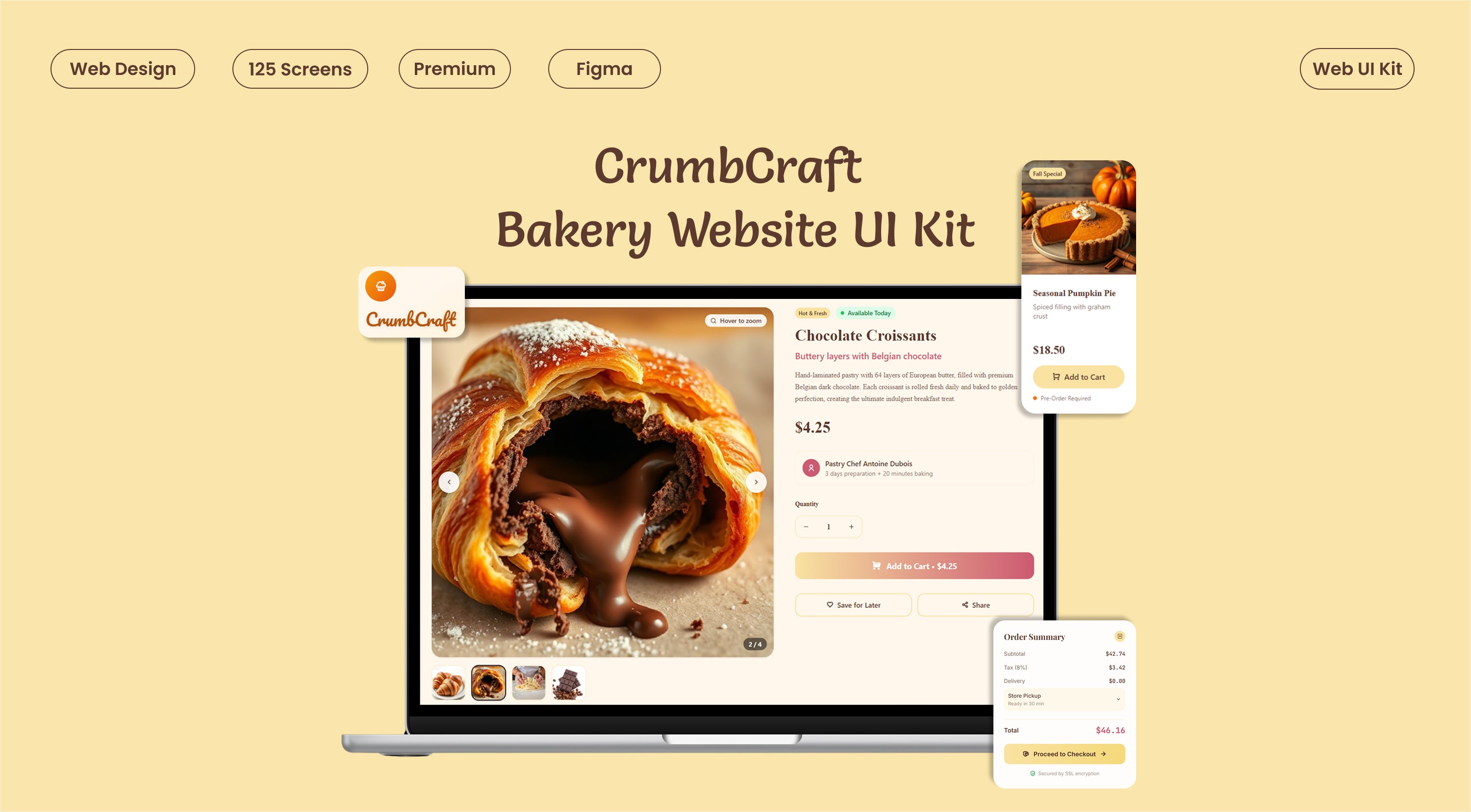 Bakery Website Figma UI kit - 125+ Screens