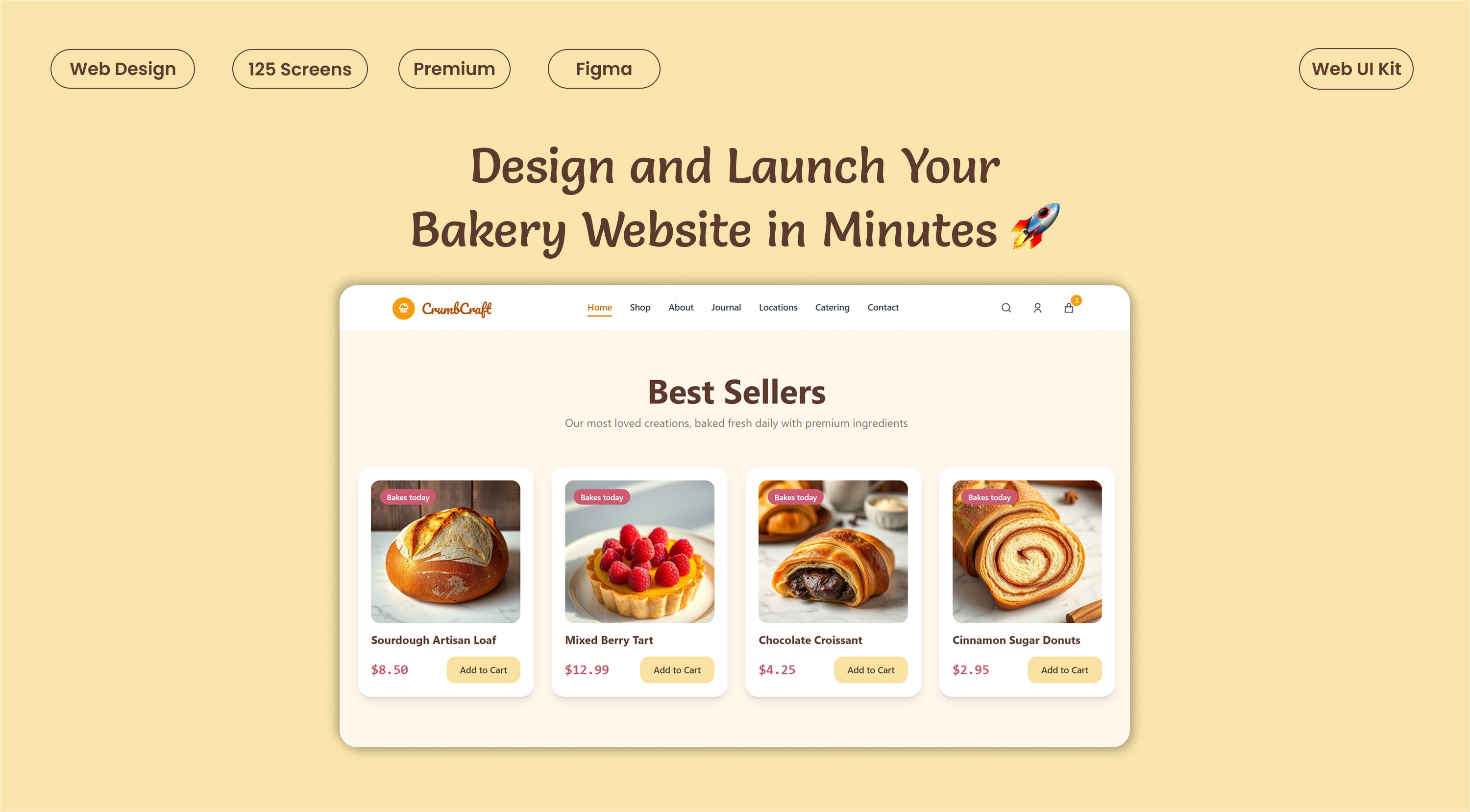 Bakery Website Figma UI kit - 125+ Screens